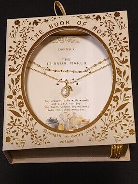 Gold-Plated Lemon Pendant Necklace In "Book Of Mom" Gift Box NWT 16"+3"